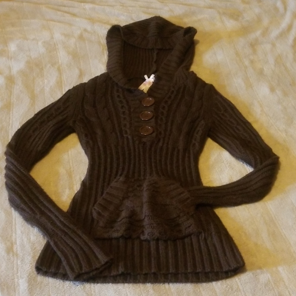 Brown knit Vanity knit hoodie